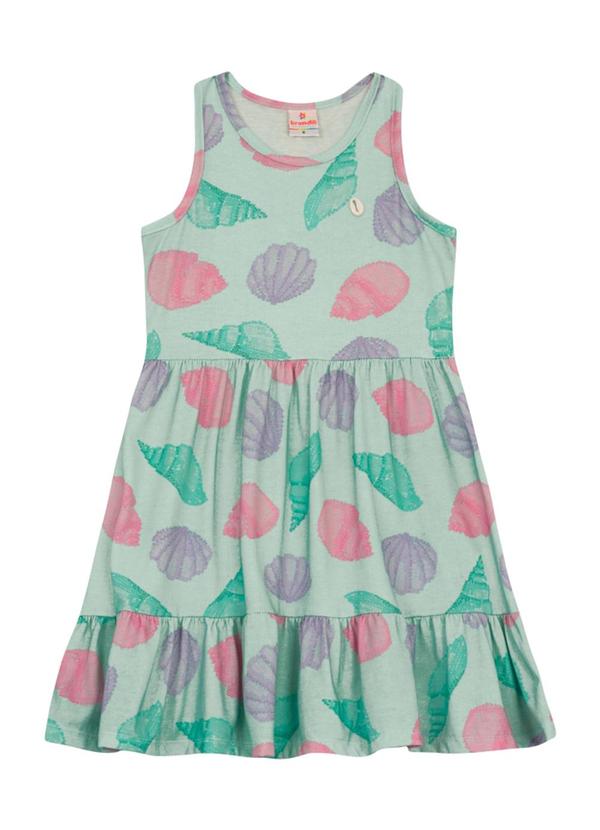 Vista 2 Vestido Infantil Menina de Conchas Verde Brandili Brandili
