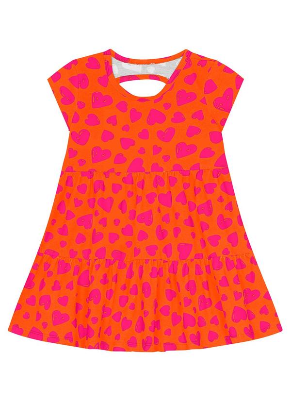 Vista 2 Vestido Infantil Menina de Coração Laranja Kyly Kyly