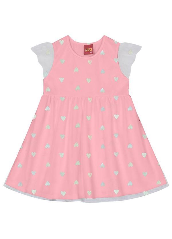 Vestido Infantil Menina de Corações Rosa