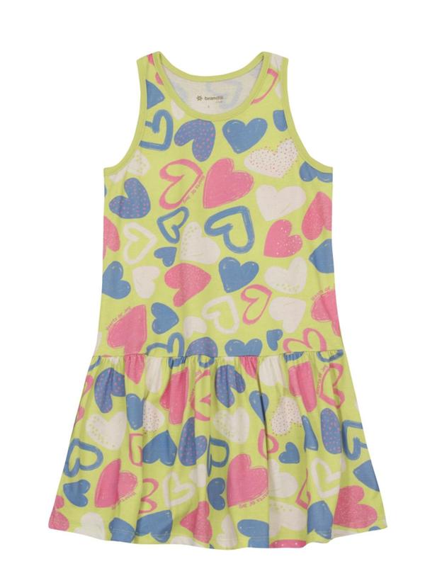 Vestido Infantil Menina de Corações Verde