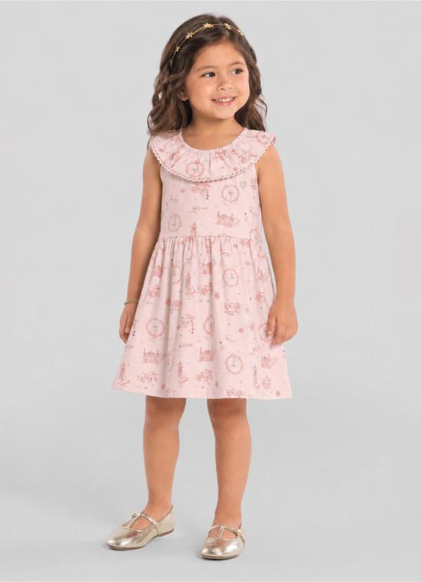 Vestido Infantil Menina de Esquilo Rosa