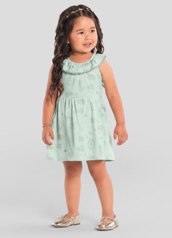 Vista 2 Vestido Infantil Menina de Esquilo Verde Brandili Mundi Brandili Mundi