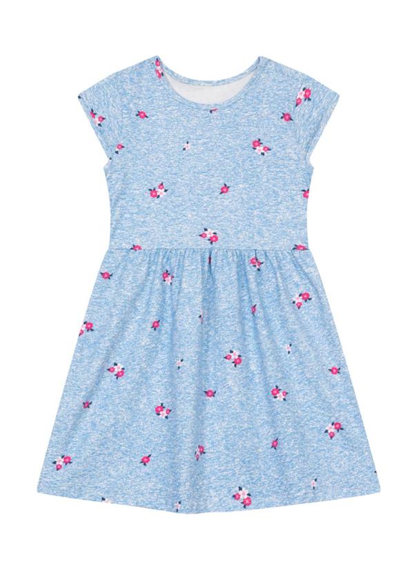 Vestido Infantil Menina de Flores Azul