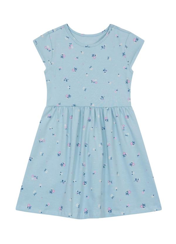 Vestido Infantil Menina de Flores Azul