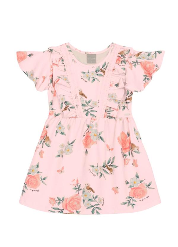 Vestido Infantil Menina de Flores Rosa