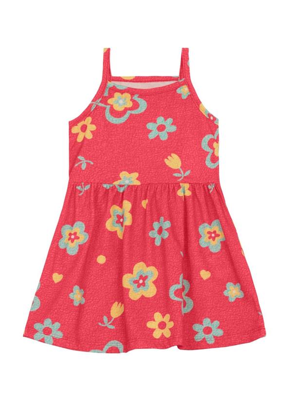 Vista 2 Vestido Infantil Menina de Flores Vermelho Brandili Brandili