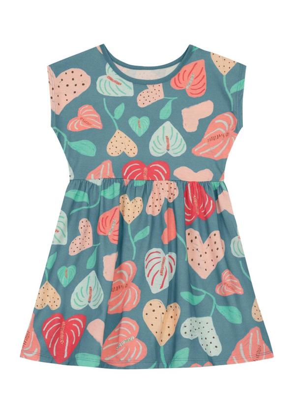 Vestido Infantil Menina de Florzinhas Azul
