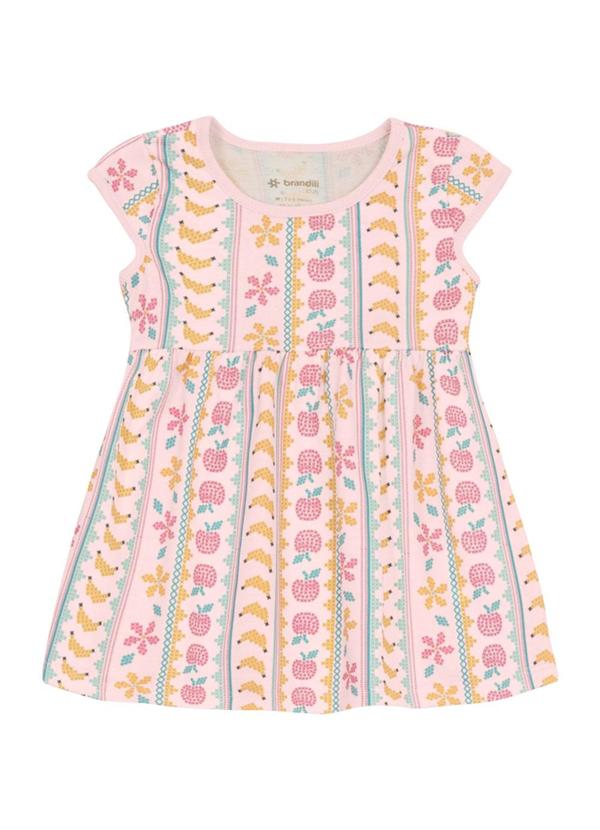 Vestido Infantil Menina de Frutinhas Rosa