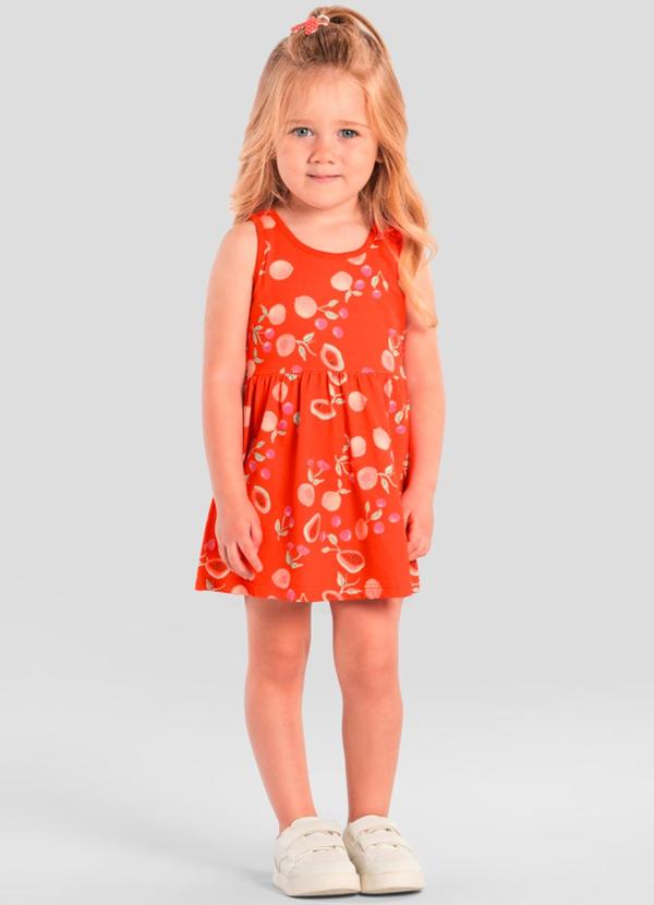 Vestido Infantil Menina de Sorvete Vermelho