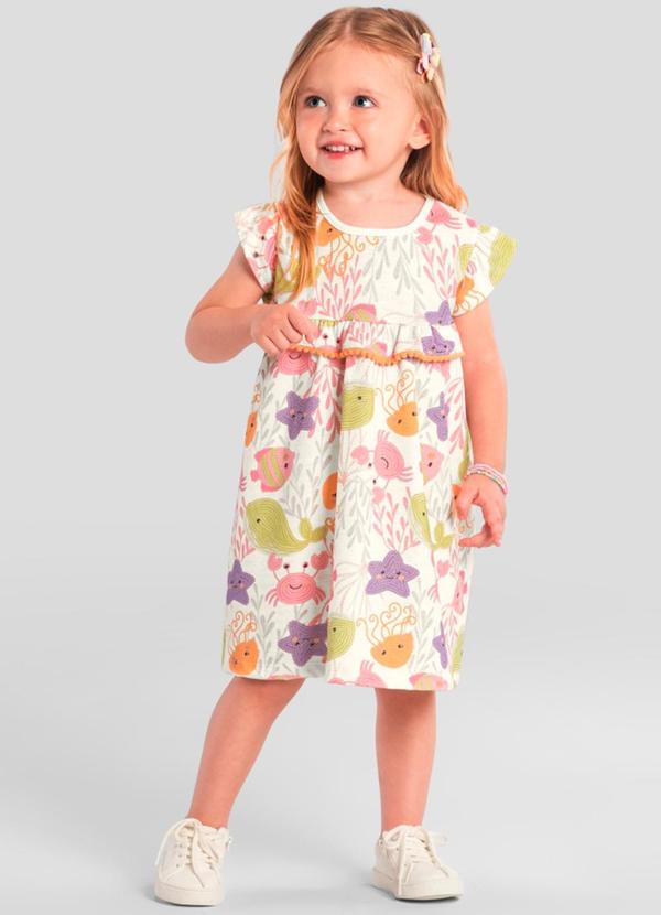 Vestido Infantil Menina do Fundo do Mar Natural