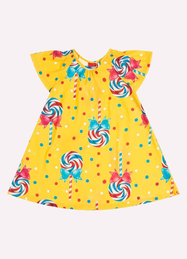 Vista 2 Vestido Infantil Menina Doces Amarelo Kyly Kyly