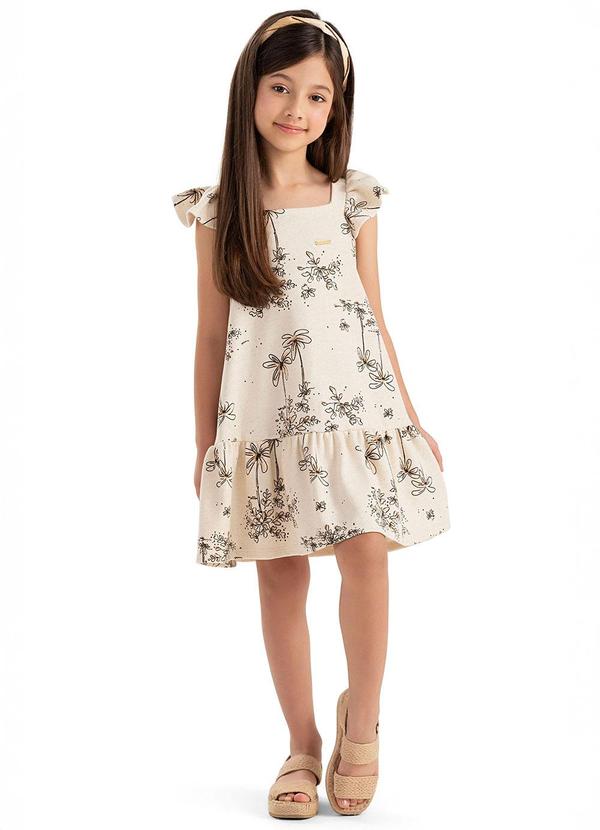 Vista 2 Vestido Infantil Menina Dupla Face Linho Bege Colorittá Colorittá