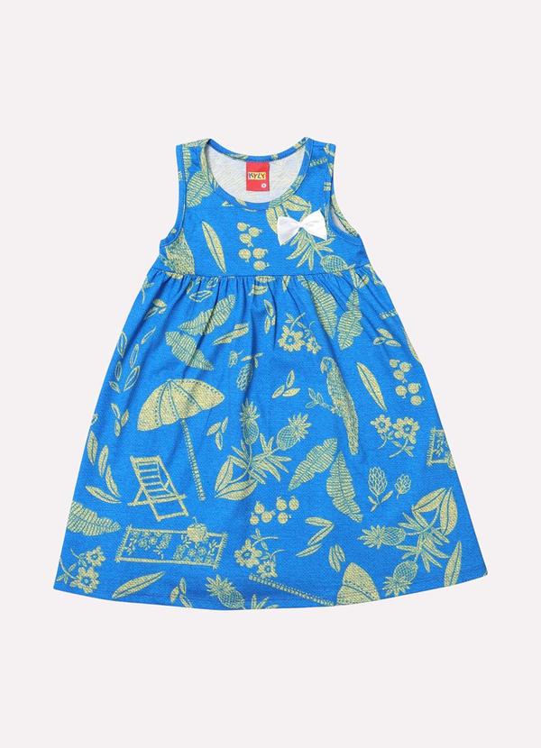 Vista 2 Vestido Infantil Menina em Algodão Azul Kyly Kyly