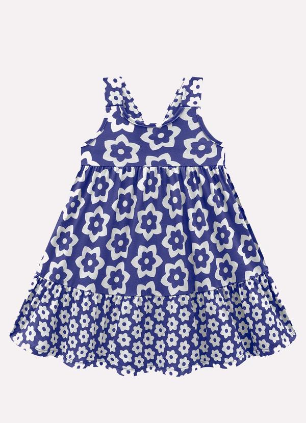 Vestido Infantil Menina em Algodão Azul