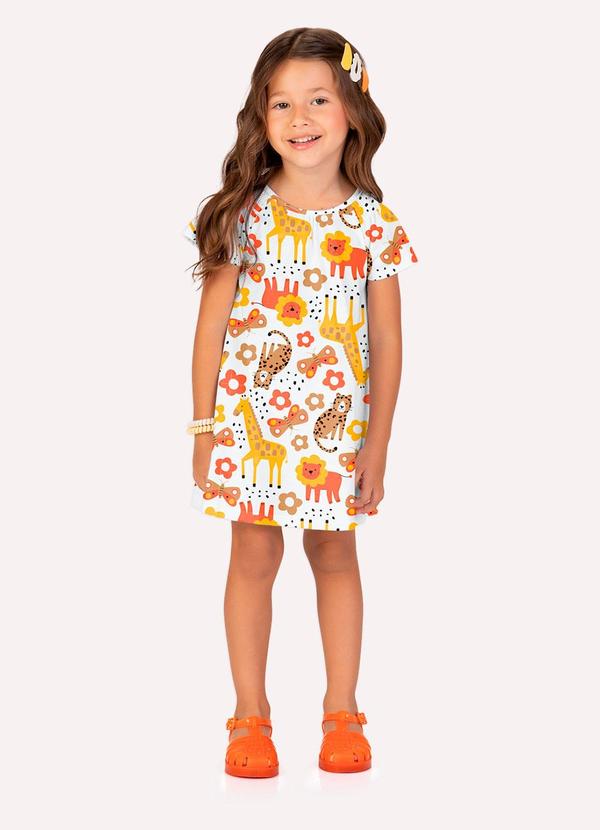 Vista 2 Vestido Infantil Menina em Algodão Branco Kyly Kyly