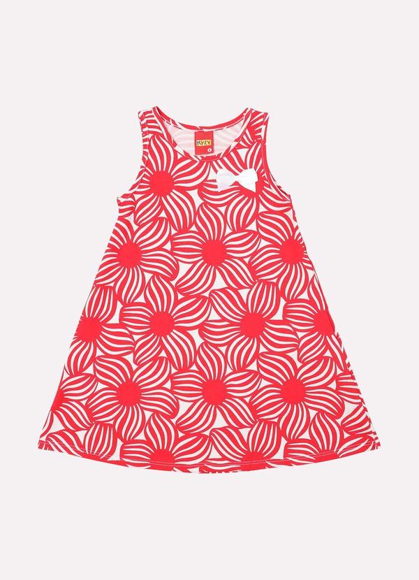 Vista 2 Vestido Infantil Menina em Algodão Flores Branco Kyly Kyly