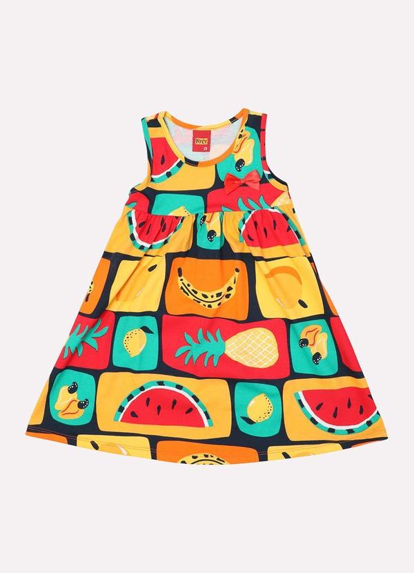 Vista 2 Vestido Infantil Menina em Algodão Melância Azul Kyly Kyly