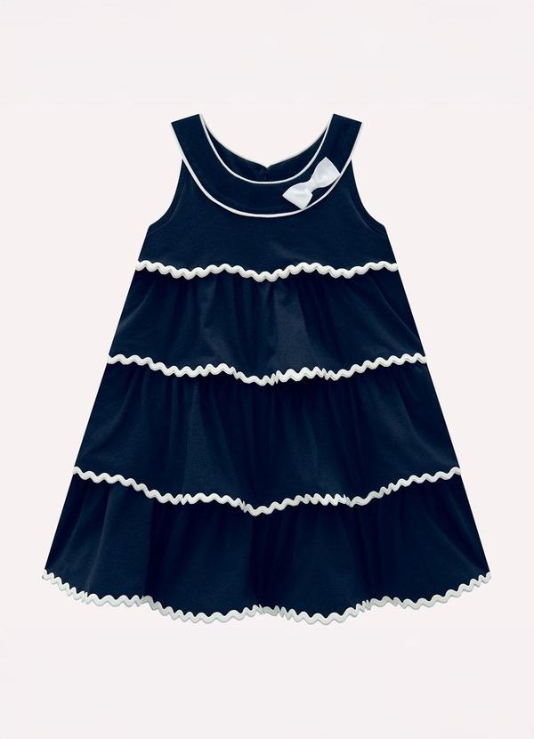 Vestido Infantil Menina em Algodão Azul