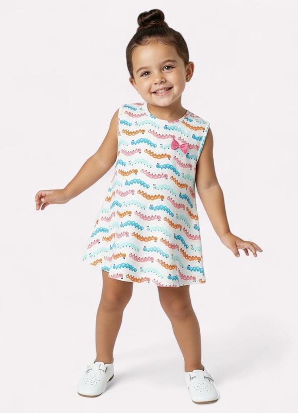 Vista 2 Vestido Infantil Menina em Algodão Off White Kyly Kyly