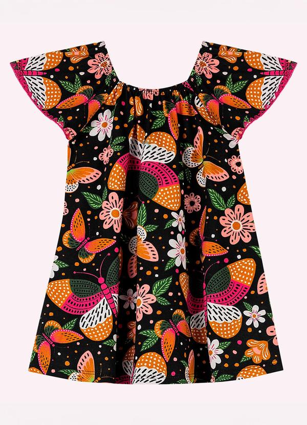 Vestido Infantil Menina em Algodão Preto