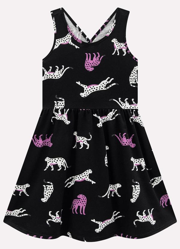 Vestido Infantil Menina em Algodão Preto