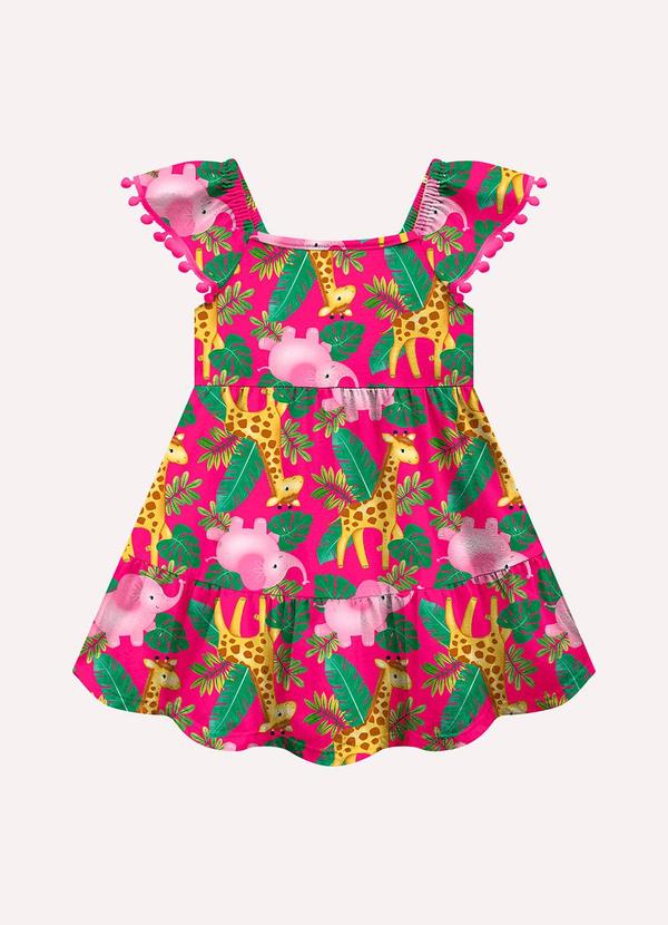 Vestido Infantil Menina em Algodão Rosa