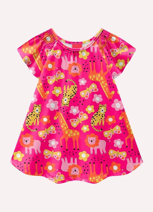 Vista 2 Vestido Infantil Menina em Algodão Rosa Kyly Kyly