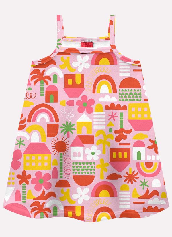 Vestido Infantil Menina em Algodão Rosa