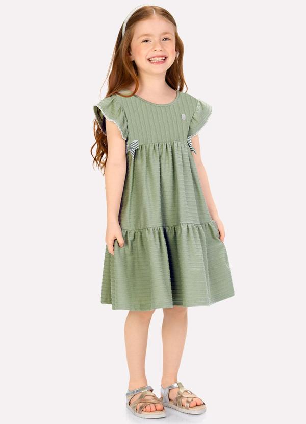 Vestido Infantil Menina em Algodão Verde