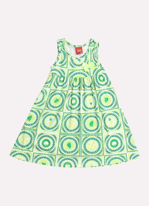 Vista 2 Vestido Infantil Menina em Algodão Verde Kyly Kyly