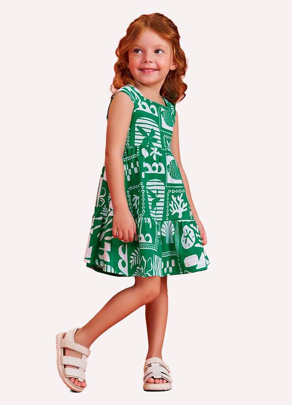 Vestido Infantil Menina em Algodão Verde