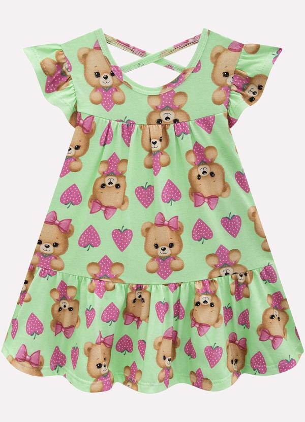 Vestido Infantil Menina em Algodão Verde