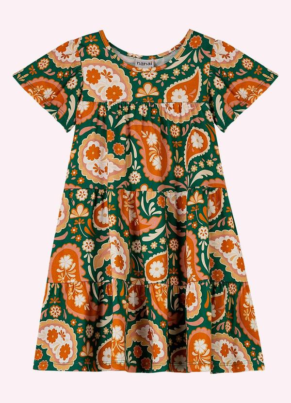 Vestido Infantil Menina em Algodão Verde