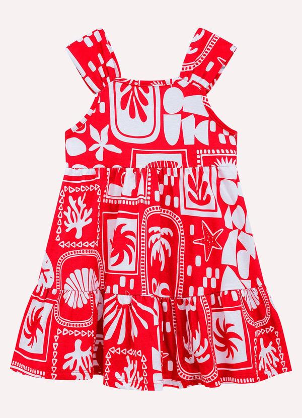 Vista 2 Vestido Infantil Menina em Algodão Vermelho Kyly Kyly