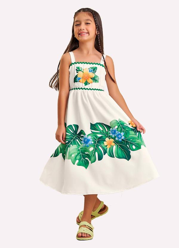 Vestido Infantil Menina em Cetim Nanai Off White