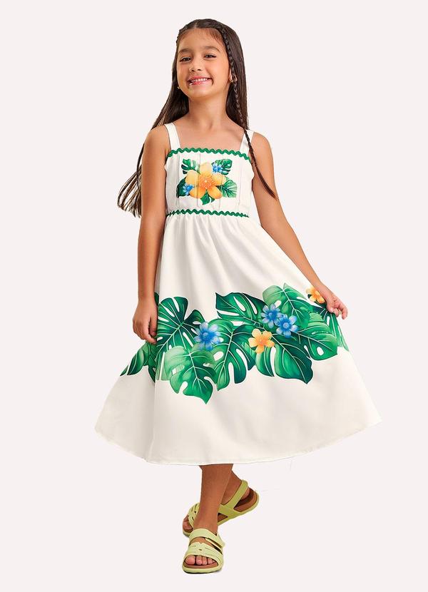 Vestido Infantil Menina em Cetim Off White