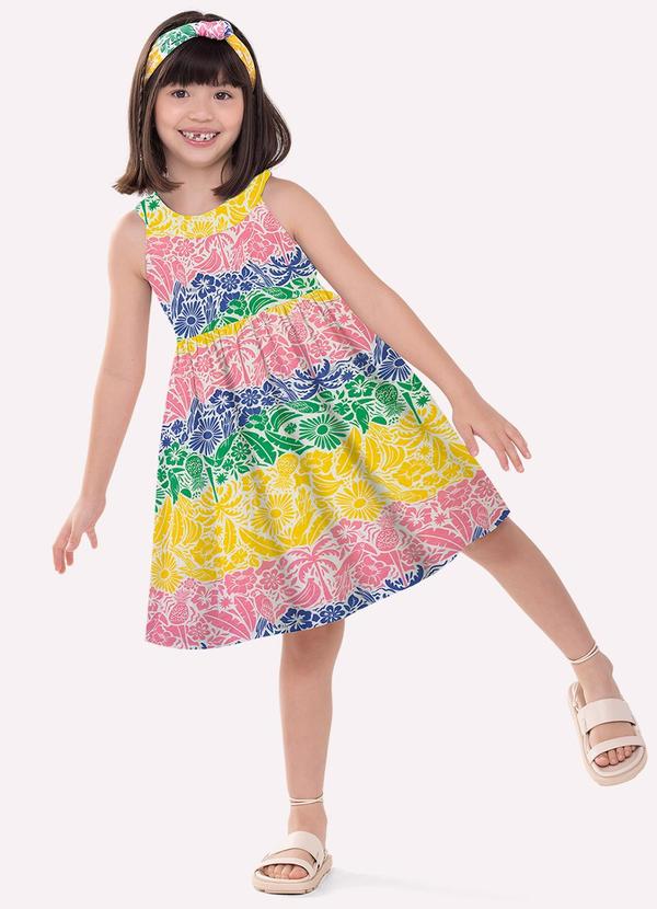 Vestido Infantil Menina em Cotton Amarelo