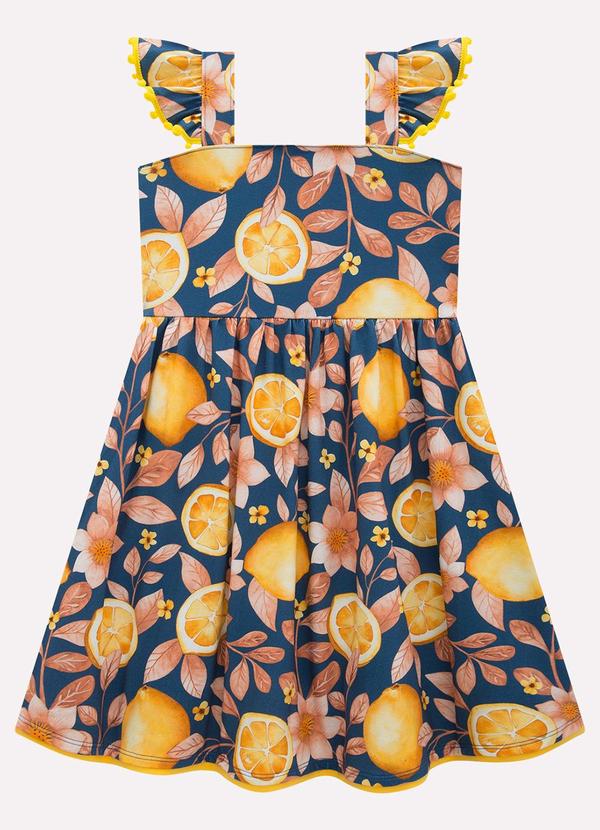 Vestido Infantil Menina em Cotton Azul