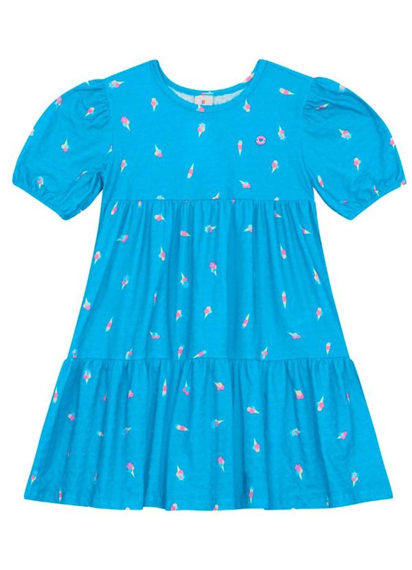 Vestido Infantil Menina em Cotton Azul