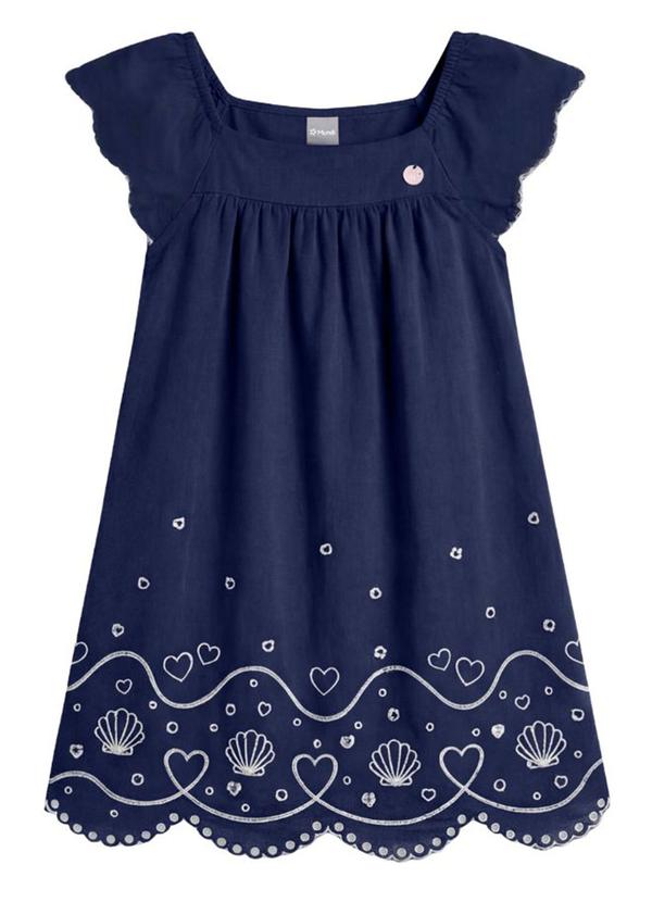 Vestido Infantil Menina em Cotton Azul