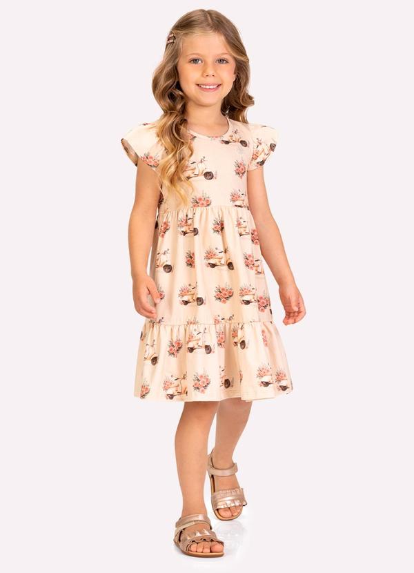 Vestido Infantil Menina em Cotton Bege