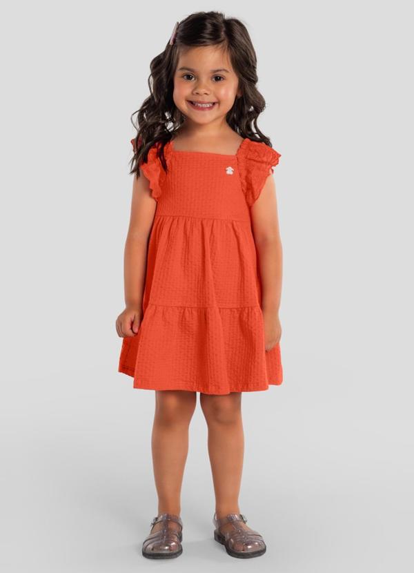 Vestido Infantil Menina em Cotton Laranja