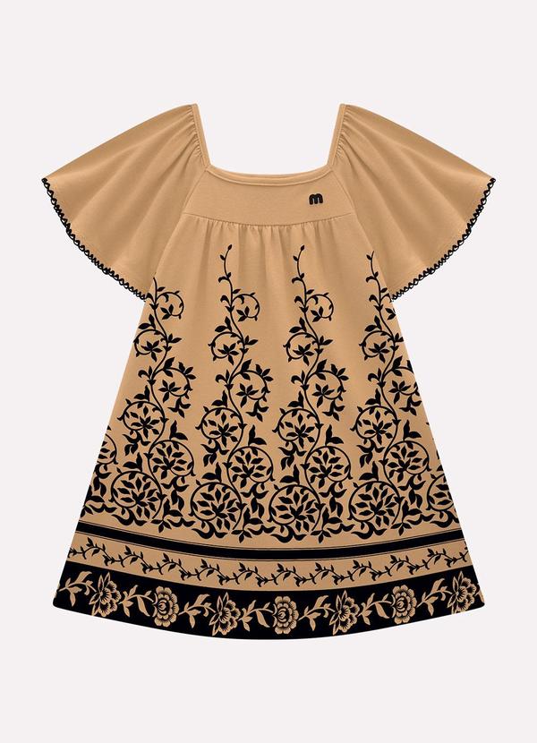 Vestido Infantil Menina em Cotton Marrom