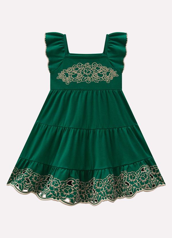 Vestido Infantil Menina em Cotton Milon Verde