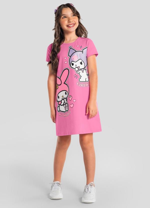 Vestido Infantil Menina em Cotton Rosa