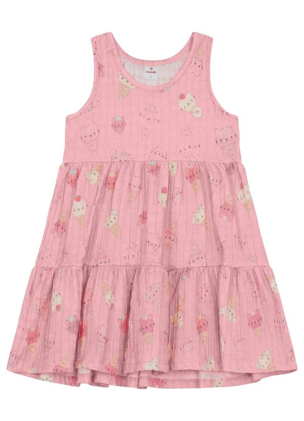 Vestido Infantil Menina em Cotton Rosa