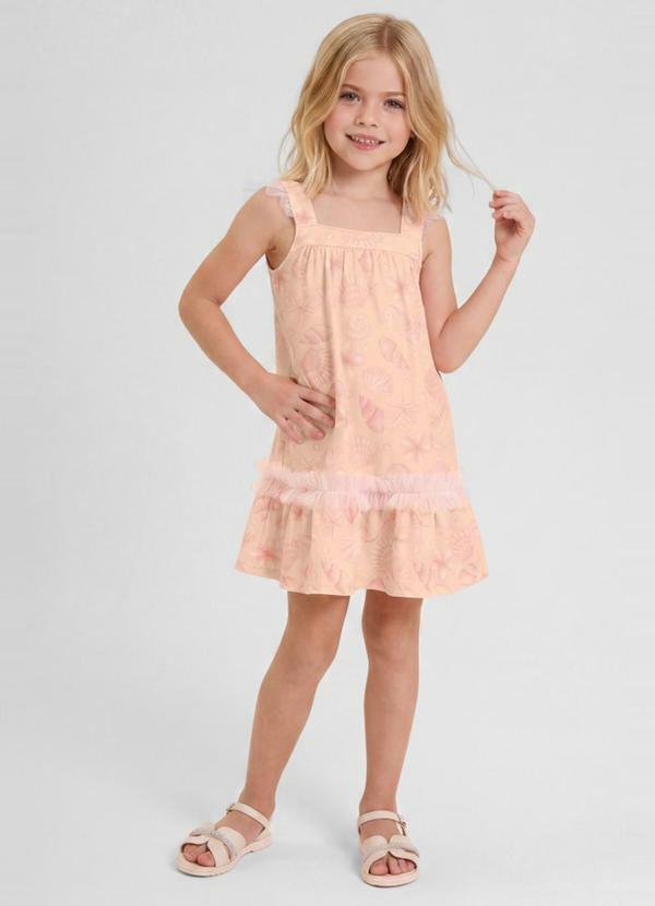 Vestido Infantil Menina em Cotton Rosa