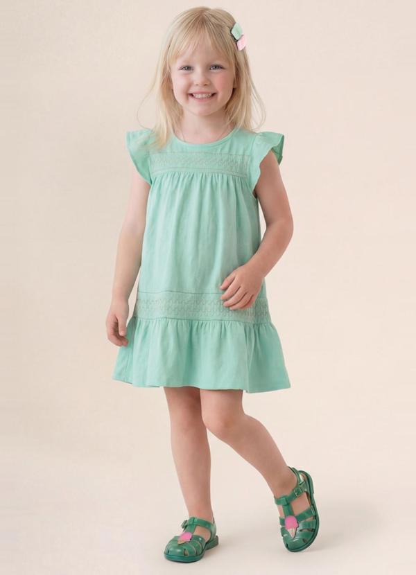 Vestido Infantil Menina em Cotton Verde