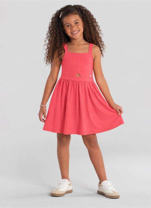 Vestido Infantil Menina em Cotton Vermelho