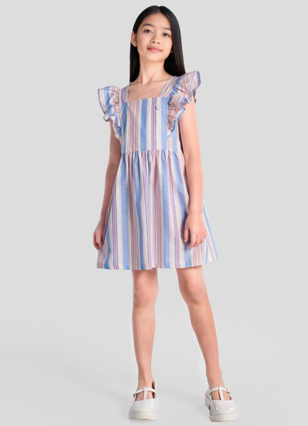 Vestido Infantil Menina em Fio Tinto Azul